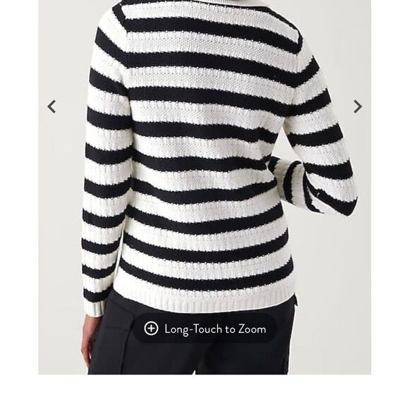 J. Jill Wearever Textured Collared Cardigan Striped Black/Cream size L NWOT - Picture 3 of 6